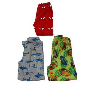 Lot of Three Pairs of Boys Graphic Pajama Pants All Size 7